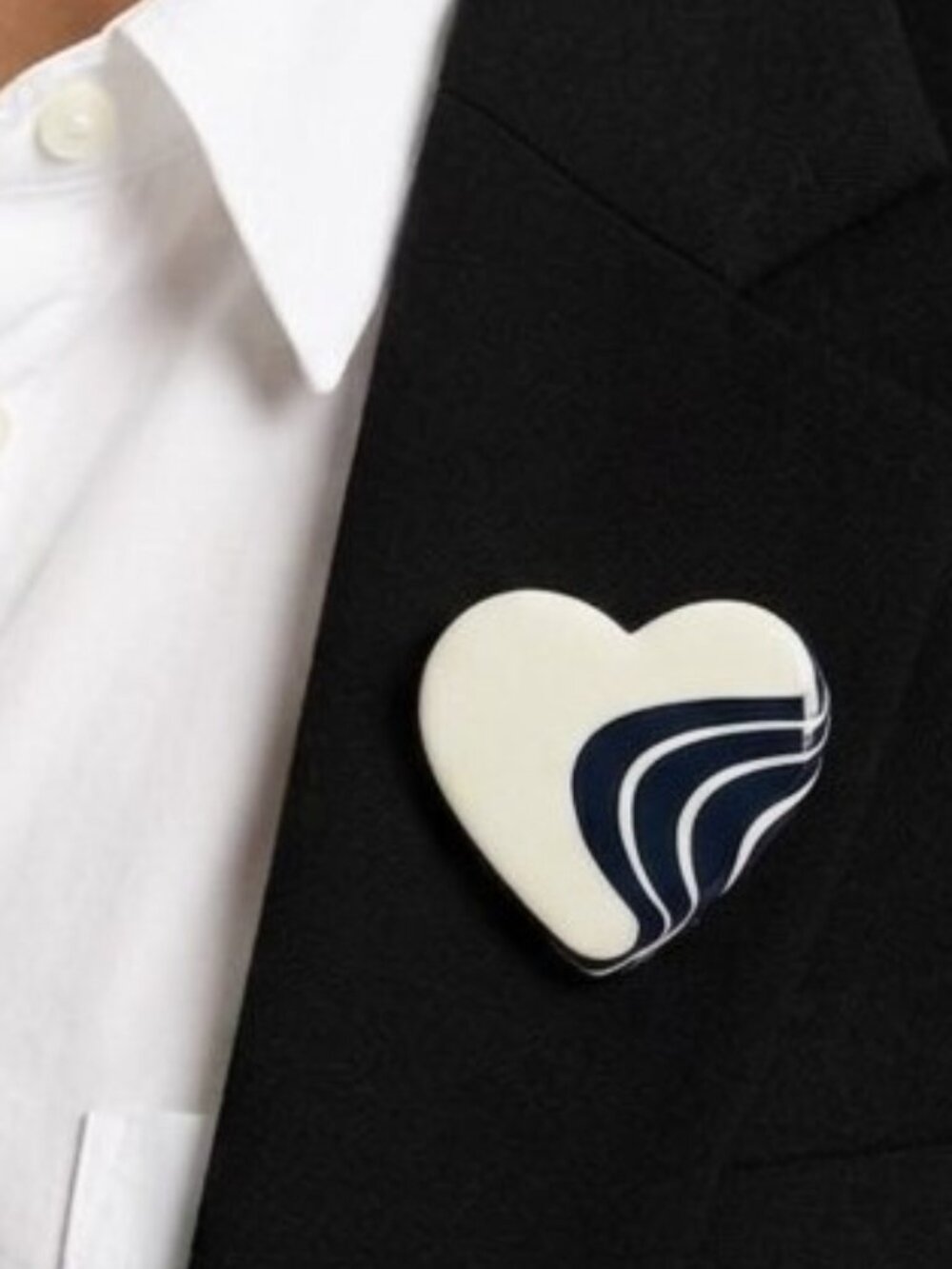 Vintage Modern Black & White Heart Brooch